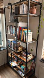 Boekenkast, metaal en mangohout, Ophalen, Gebruikt, 50 tot 100 cm, Metaal