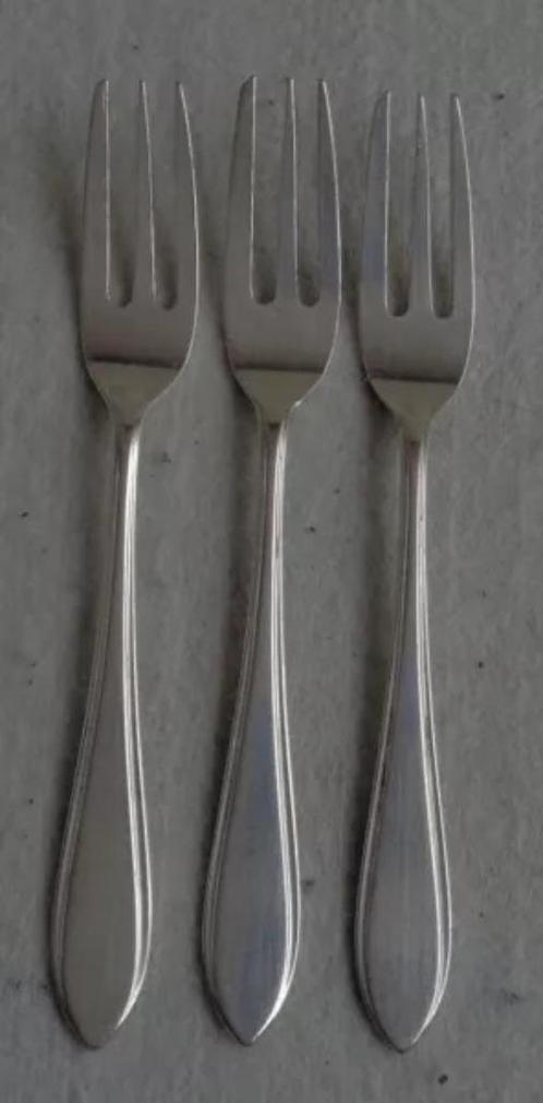 ZILVERSTAD 90 PUNTFILET 3x verzilverde taartvork 12,3cm set, Huis en Inrichting, Keuken | Bestek, Zo goed als nieuw, Zilver, Verzenden