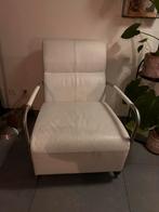 2 Witte Leren Fauteuils, Huis en Inrichting, Fauteuils, Ophalen, Gebruikt, Leer, 75 tot 100 cm