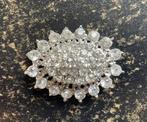 Broche, zilverkleurig, diamanten (nep), Ophalen of Verzenden