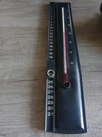 Leuk groot origineel jaren 70 leren Thermometer met kalender, Antiek en Kunst, Curiosa en Brocante, Ophalen of Verzenden