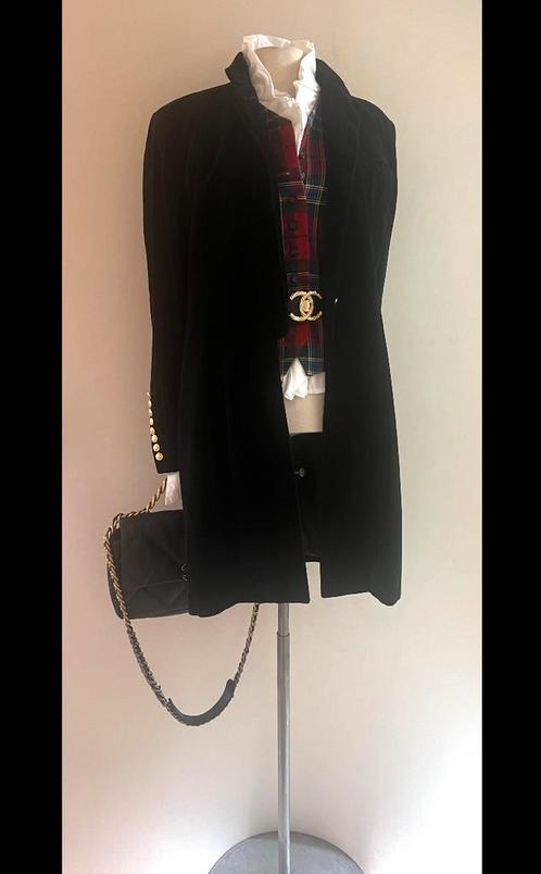 Pauw 4 40/42 velvet fluwelen lange blazer koetsiersjas zwart, Kleding | Dames, Jasjes, Kostuums en Pakken, Zo goed als nieuw, Maat 38/40 (M)