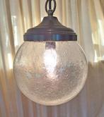 Oude hanglamp schoollamp druppel glas bollamp plafondlamp, Antiek en Kunst, Verzenden