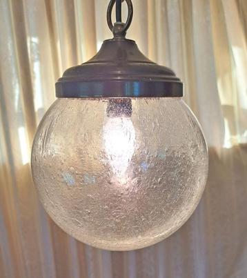 Oude hanglamp schoollamp druppel glas bollamp plafondlamp beschikbaar voor biedingen