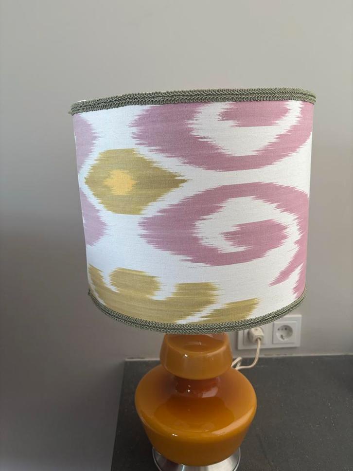 Leuke Lampenkap met Ikat Patroon, Huis en Inrichting, Lampen | Lampenkappen, Zo goed als nieuw, Rond, Wit, Groen, Overige kleuren