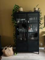 Metalen zwarte vitrinekast, Huis en Inrichting, Ophalen, Gebruikt, 50 tot 100 cm, Metaal