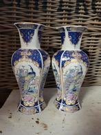 2 Pauw Vaasjes - 25cm, Huis en Inrichting, Woonaccessoires | Vazen, Blauw, Aardewerk of Porselein, Ophalen of Verzenden, Zo goed als nieuw