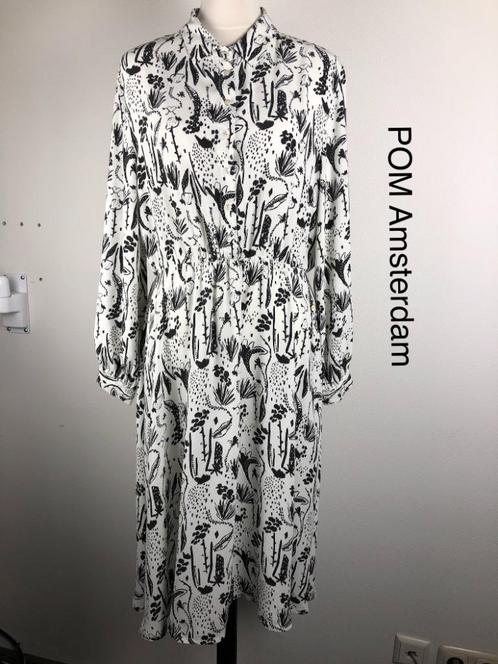 POM Amsterdam Jurk  (mt: 40) 18,2/8020, Kleding | Dames, Jurken, Zo goed als nieuw, Maat 38/40 (M), Wit, Onder de knie, Ophalen of Verzenden