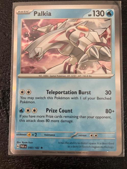 Palkia Pokémonkaart - 040/182 - 2023, Hobby en Vrije tijd, Verzamelkaartspellen | Pokémon, Zo goed als nieuw, Losse kaart, Foil