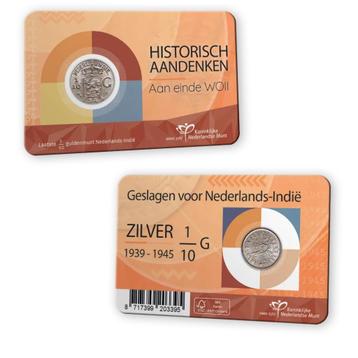 1/10de Gulden Nederlands-Indië 1939 - 1945 in coincard WOII beschikbaar voor biedingen