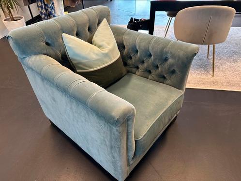 Twee watergroen velour fauteuils️, Huis en Inrichting, Banken | Sofa's en Chaises Longues, Zo goed als nieuw, Eenpersoons, Minder dan 150 cm