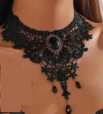 ketting Gothic Zwart Choker kant Zwarte Stenen met slotje, Ophalen