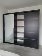 VOORRAAD Zwarte kledingkast met spiegel 250 cm Incl. inhoud, Eigen bezorgservice, montageservice, nieuw in de verpakking, 200 cm of meer