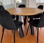 Eetkamerset 6delig eettafel stoelen, Huis en Inrichting, Tafels | Bijzettafels, 60 cm of meer, Rond, Zo goed als nieuw, Hout