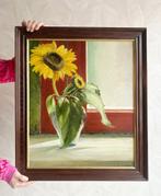 Vintage schilderij zonnebloem, Ophalen of Verzenden