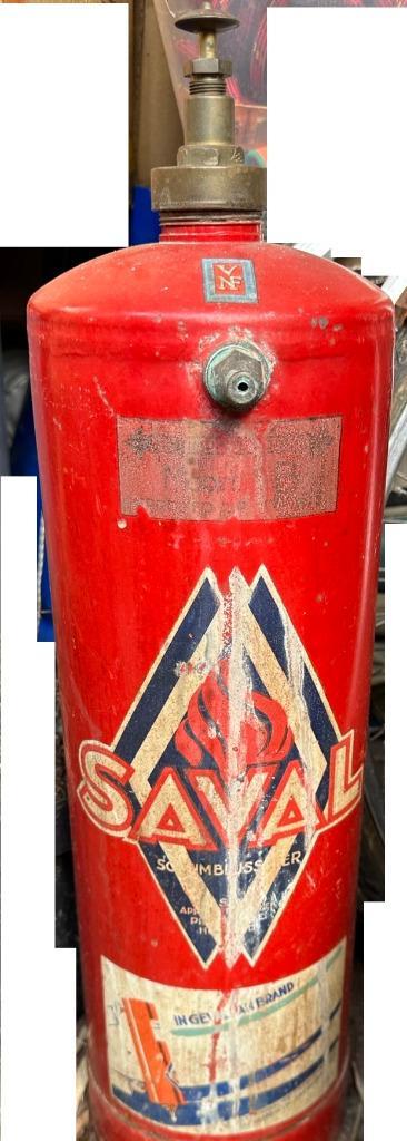 Vintage saval brandblusser zonder inhoud mooie merktekens, Antiek en Kunst, Curiosa en Brocante, Ophalen