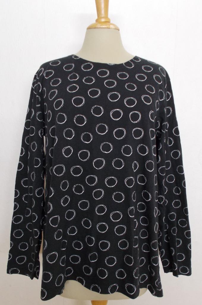 Leuke zwarte print top van Gudrun Sjödén! L, Kleding | Dames, Tops, Gedragen, Maat 42/44 (L), Zwart, Lange mouw, Verzenden