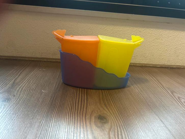 Vintage Tupperware Strooibusjes Set, Huis en Inrichting, Keuken | Tupperware, Gebruikt, Bus of Trommel, Geel, Ophalen of Verzenden