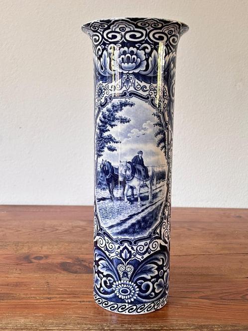 Vaas / Cilindervaas - Delfts Blauw Aardewerk, Antiek en Kunst, Antiek | Keramiek en Aardewerk, Ophalen of Verzenden