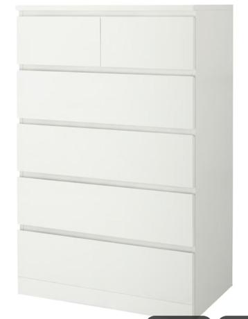 MALM Ladekast 6 lades, wit