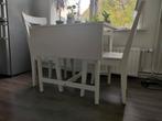 leuk wit uitklap tafeltje + 2 stoelen ikea INGATORP/INGOLF, Ophalen, Gebruikt, Rechthoekig, 50 tot 100 cm