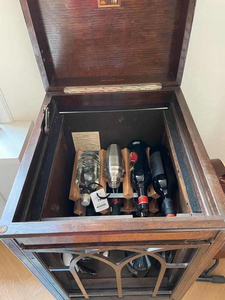 Vintage Grammofoon Drankkast - Deur Gebroken, Huis en Inrichting, Kasten | Buffetkasten, Gebruikt, 100 tot 150 cm, Minder dan 50 cm