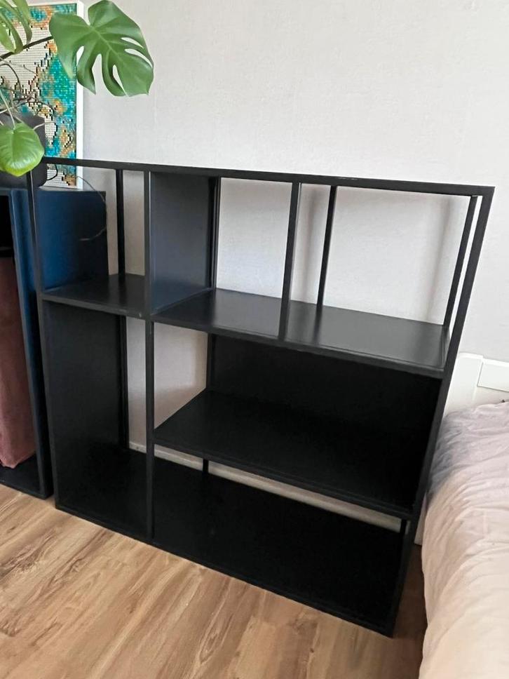 Industriële metalen zwarte vakkenkast - 128x128x44, Huis en Inrichting, Kasten | Wandmeubels, Gebruikt, 100 tot 150 cm, 150 tot 200 cm