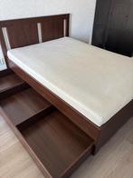 Double bed Frame with mattress and storage, Bruin, Tweepersoons, Zo goed als nieuw, 200 cm