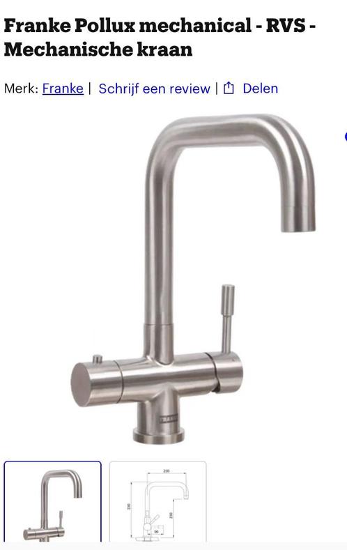 Franke Pollux 3-1 Kokend water kraan, Huis en Inrichting, Keuken | Keukenelementen, Nieuw, Minder dan 100 cm, Minder dan 50 cm