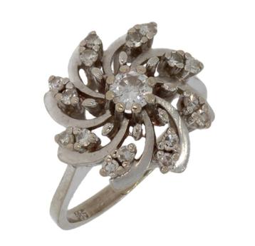 17 diamanten 14k wit gouden dames rozet ring exclusief fraai beschikbaar voor biedingen