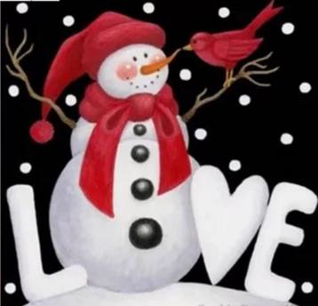 Diamond painting Kerst 7 Sneeuwpop Love (BOX D - 33) beschikbaar voor biedingen