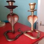 Indische cobra kandelaars, Overige materialen, Ophalen of Verzenden, Zo goed als nieuw, Kandelaar