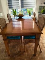 Eikenhouten Eettafel met Rietstoelen, Riet of Rotan, Klassiek, Ophalen of Verzenden, Zo goed als nieuw