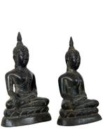 Oude Thaise Bronzen Boeddhabeelden – Set van 2, Ophalen of Verzenden, Gebruikt