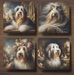 Bearded Collie Barok onderzetters met houder, Ophalen of Verzenden, Nieuw, Glas of Kopje