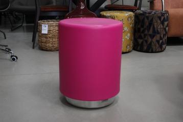 Hippe ronde poef / hocker WOW kunststof fuchsia roze