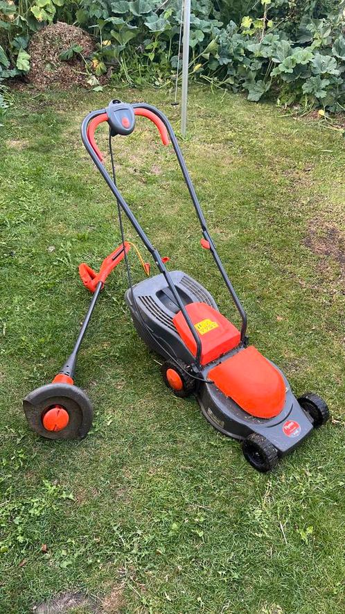 Flymo Grasmaaier + Kantentrimmer, Tuin en Terras, Grasmaaiers, Gebruikt, Elektrische grasmaaier, 30 t/m 39 cm, Cirkelmaaier, Opvangzak