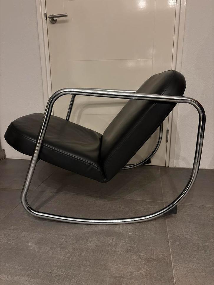 Vintage Schommelstoel met buizenframe, Huis en Inrichting, Fauteuils, Gebruikt, Metaal, 50 tot 75 cm, 75 tot 100 cm, Ophalen