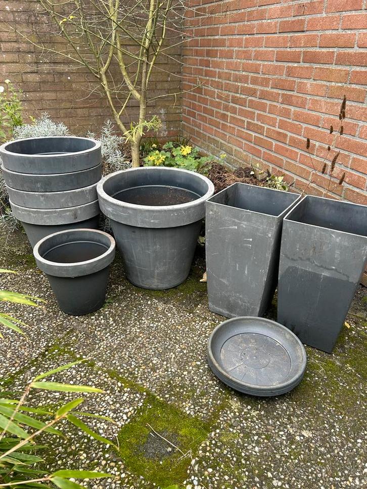 Bloempotten Elho & Ecken Kanten - Complete Set, Tuin en Terras, Bloempotten, Gebruikt, Kunststof, Binnen, 40 tot 70 cm, 25 tot 40 cm