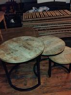 Set van 3 Bijzettafels - Industrieel Design, Ophalen, Minder dan 45 cm, Minder dan 55 cm, Gebruikt