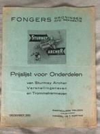 Fongers onderdelen prijslijst 1950, Ophalen of Verzenden, Gelezen