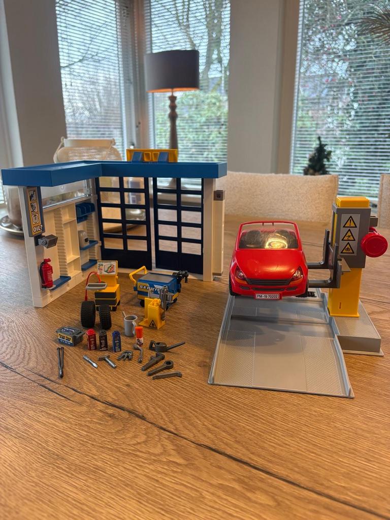 Playmobil Garage met Auto en Accessoires, Ophalen of Verzenden, Zo goed als nieuw, Complete set
