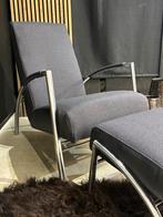 Harvink Club Fauteuil met Hocker, Ophalen, Zo goed als nieuw, Metaal, 75 tot 100 cm