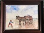 Aquarel Schelpenvisser op Zandvoort. Door D. vd Mije., Antiek en Kunst, Ophalen of Verzenden