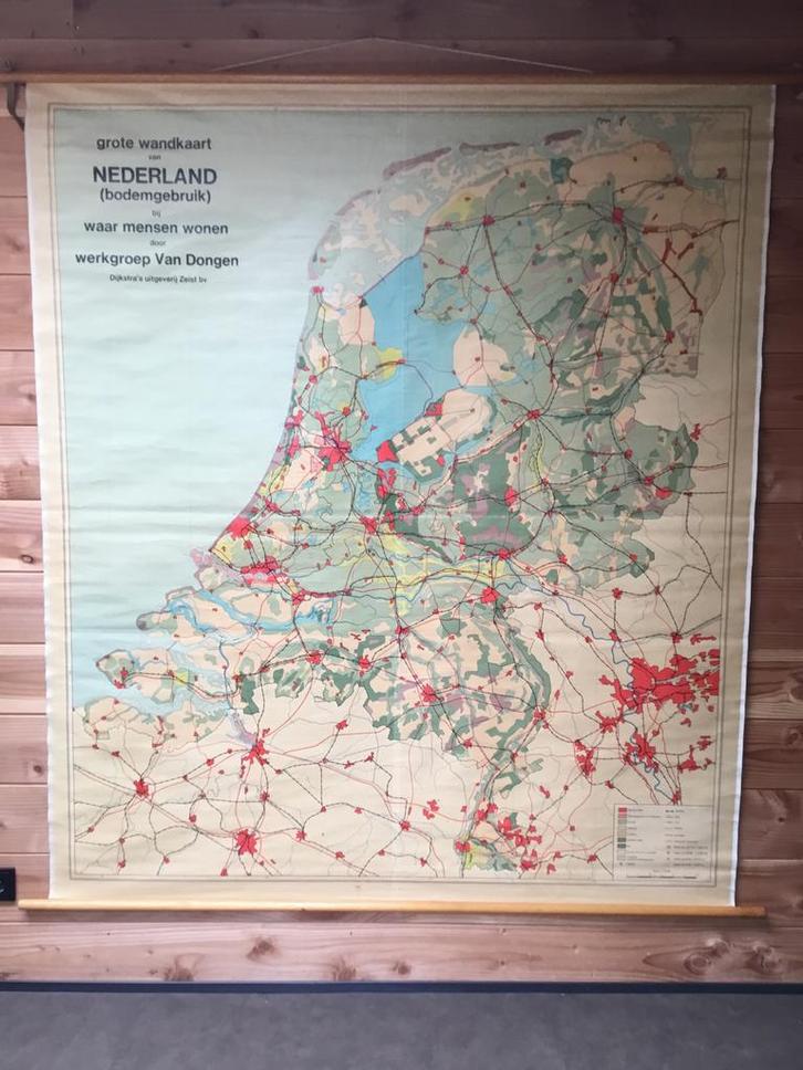 Schoolplaat Nederland (bodemgebruik), Antiek en Kunst, Antiek | Schoolplaten, Aardrijkskunde, Ophalen