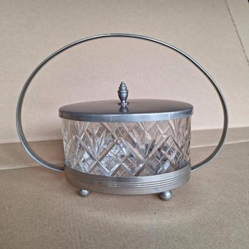 Art Deco Suikerpot met Gefacetteerd Glas beschikbaar voor biedingen