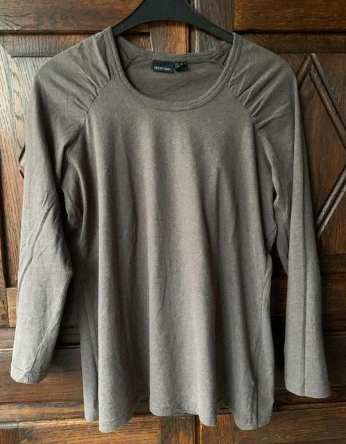 Zachte bruine longsleeve, top lange mouw; 44/46; Tchibo woma, Kleding | Dames, Grote Maten, Zo goed als nieuw, Shirt of Top, Bruin