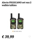 Alecto FR115CAMO set van 2 walkie talkies  nieuw, Ophalen of Verzenden, Zo goed als nieuw