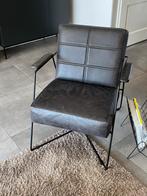Leren stoel met stalen frame, zwart, Huis en Inrichting, Fauteuils, Ophalen, Zo goed als nieuw