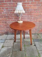 Vintage salon tafeltje teak/ hout, Ophalen, 50 tot 100 cm, Rond, Zo goed als nieuw
